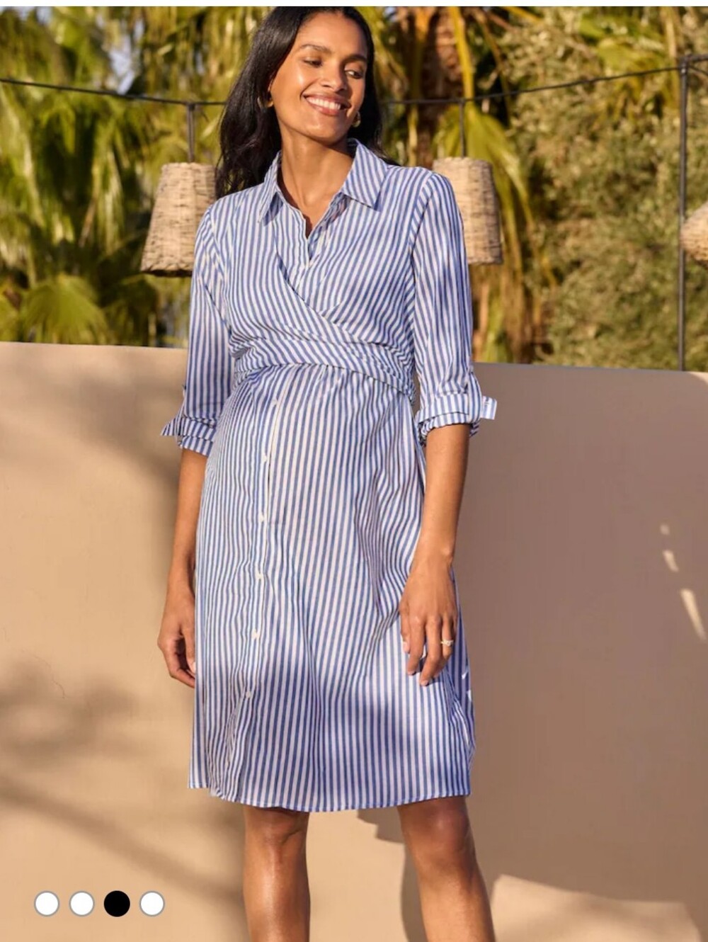 Seraphine Mid Blue & White Stripe Maternity & Nursing Dress